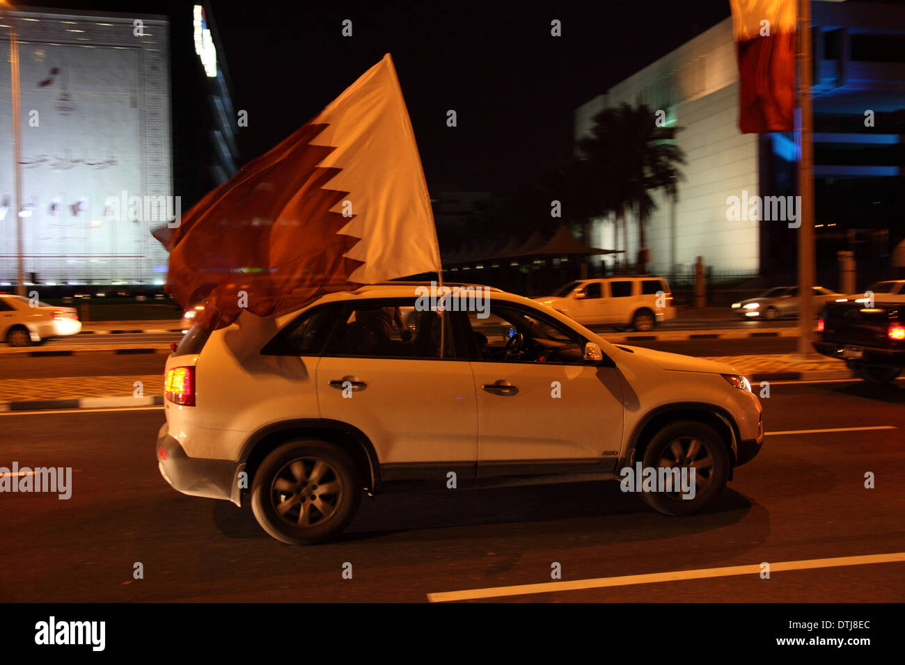 Il Qatar celebrazione della festa nazionale su strada Corniche di Doha. Il Qatar, Medio Oriente Foto Stock