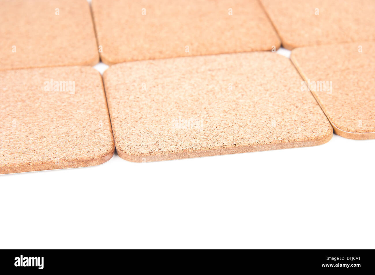 Coasters isolati su sfondo bianco Foto Stock