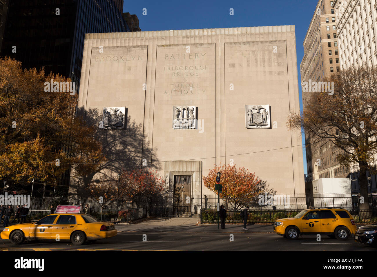 Portale di Manhattan e Brooklyn Battery Tunnel, NYC Foto Stock