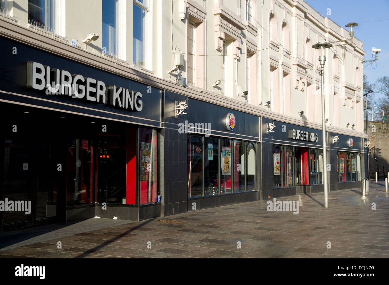 Burger King fast food, Cardiff, Galles. Foto Stock