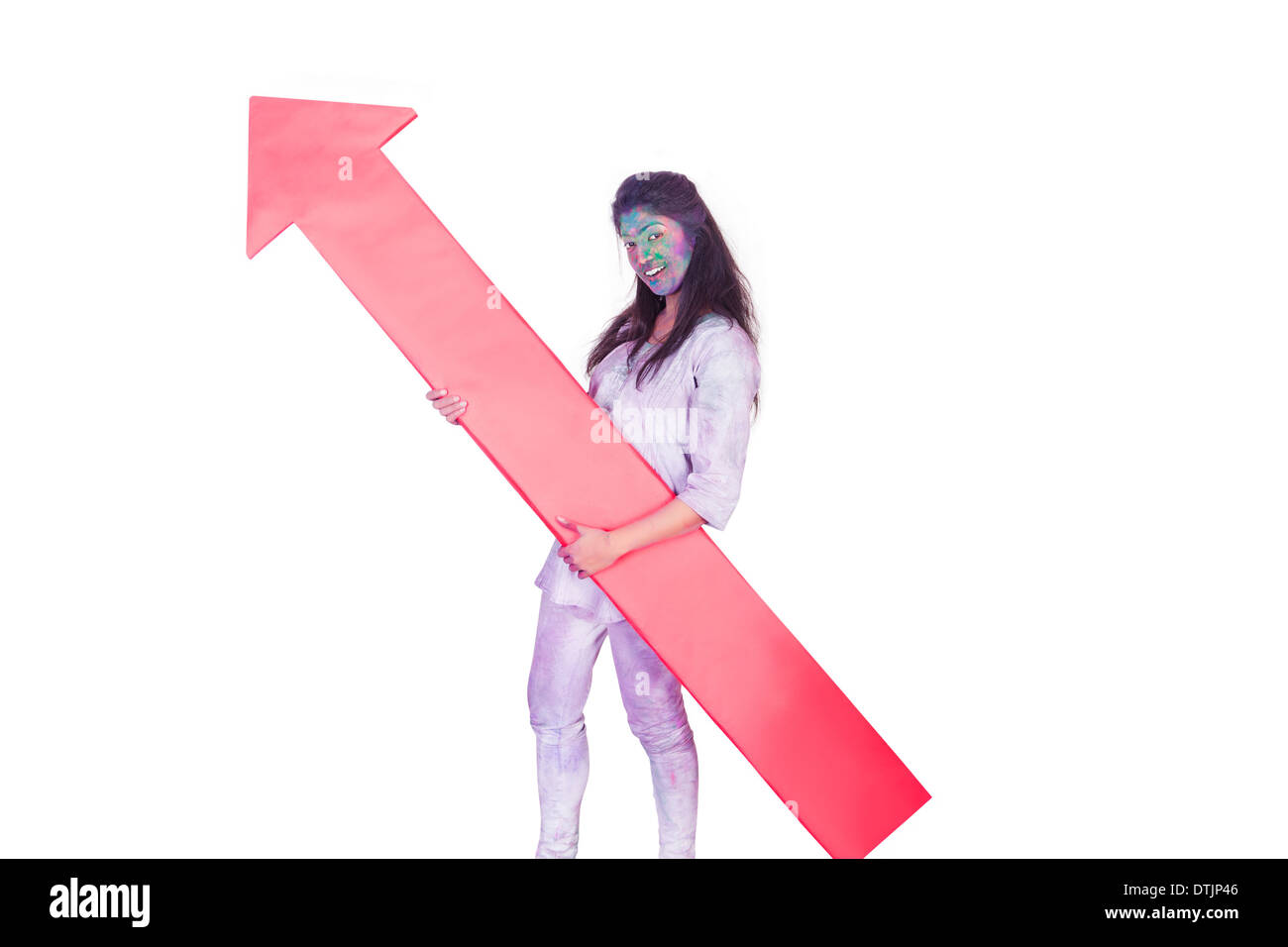 Donna che gioca holi Foto Stock