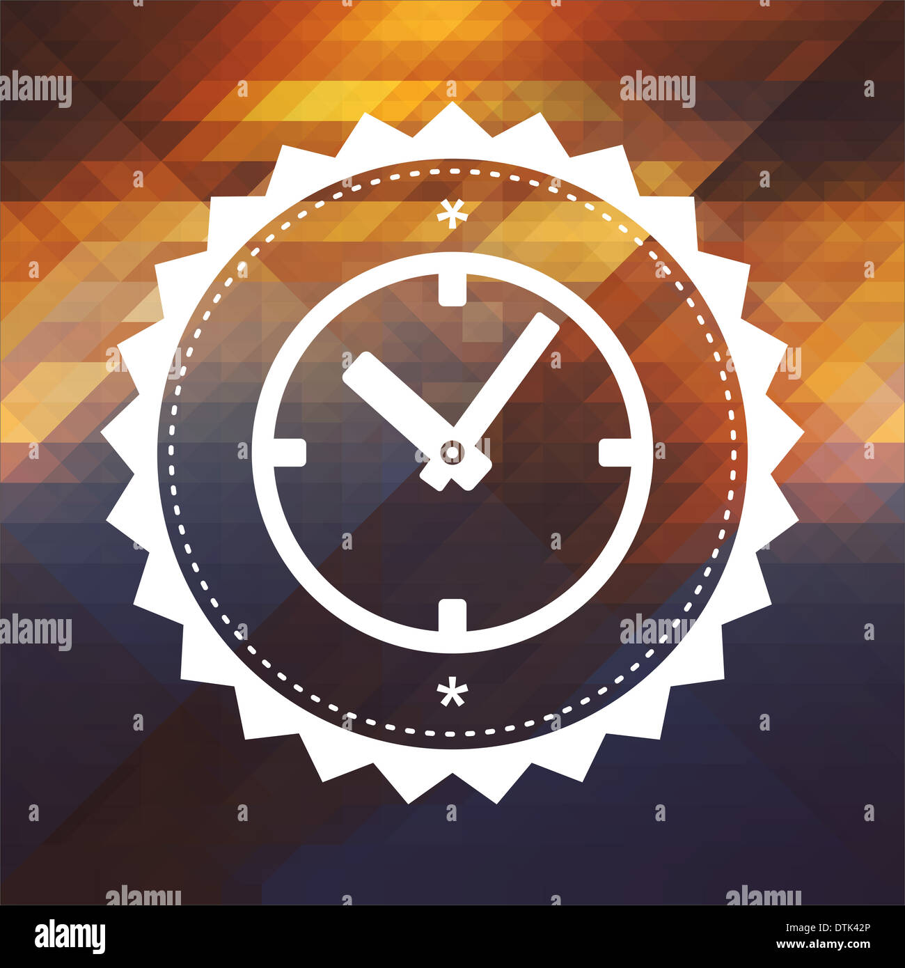 Il concetto di tempo - Icona di orologio. Etichetta Retrò design. Hipster sfondo costituito di triangoli di colore per effetto del flusso. Foto Stock