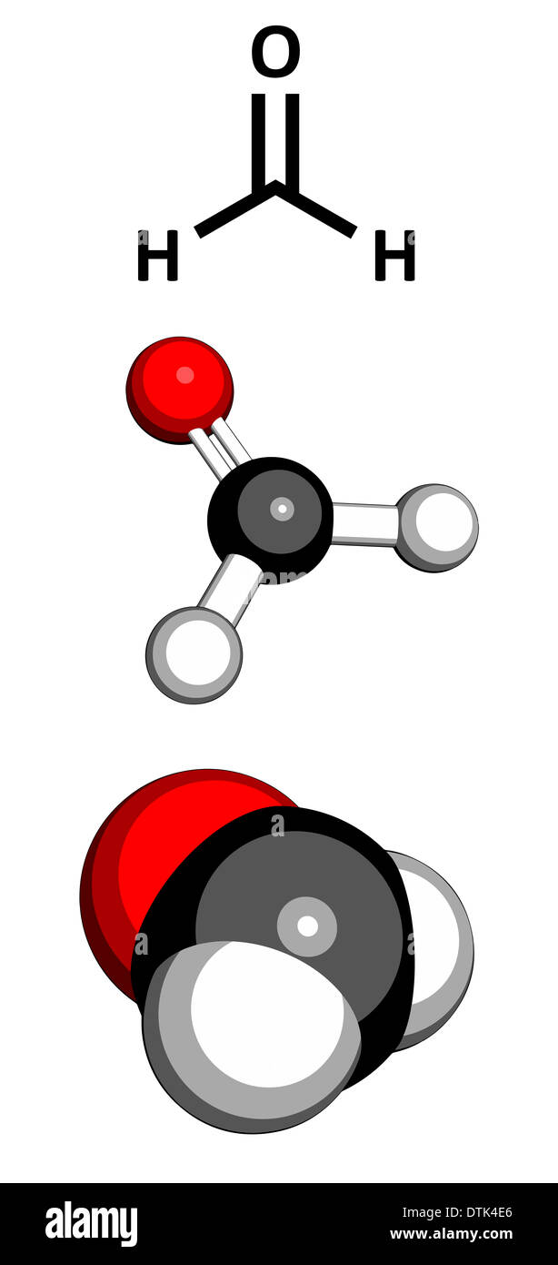 Formaldeide (CH2O) molecola. Noto agente cancerogeno e comune indoor e inquinanti. Foto Stock