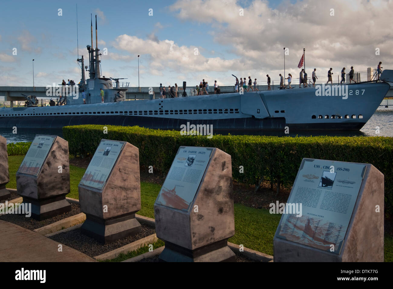 Sommergibile Memorial e la USS Bowfin Submarine, Pearl Harbor, Oahu, Hawaii Foto Stock