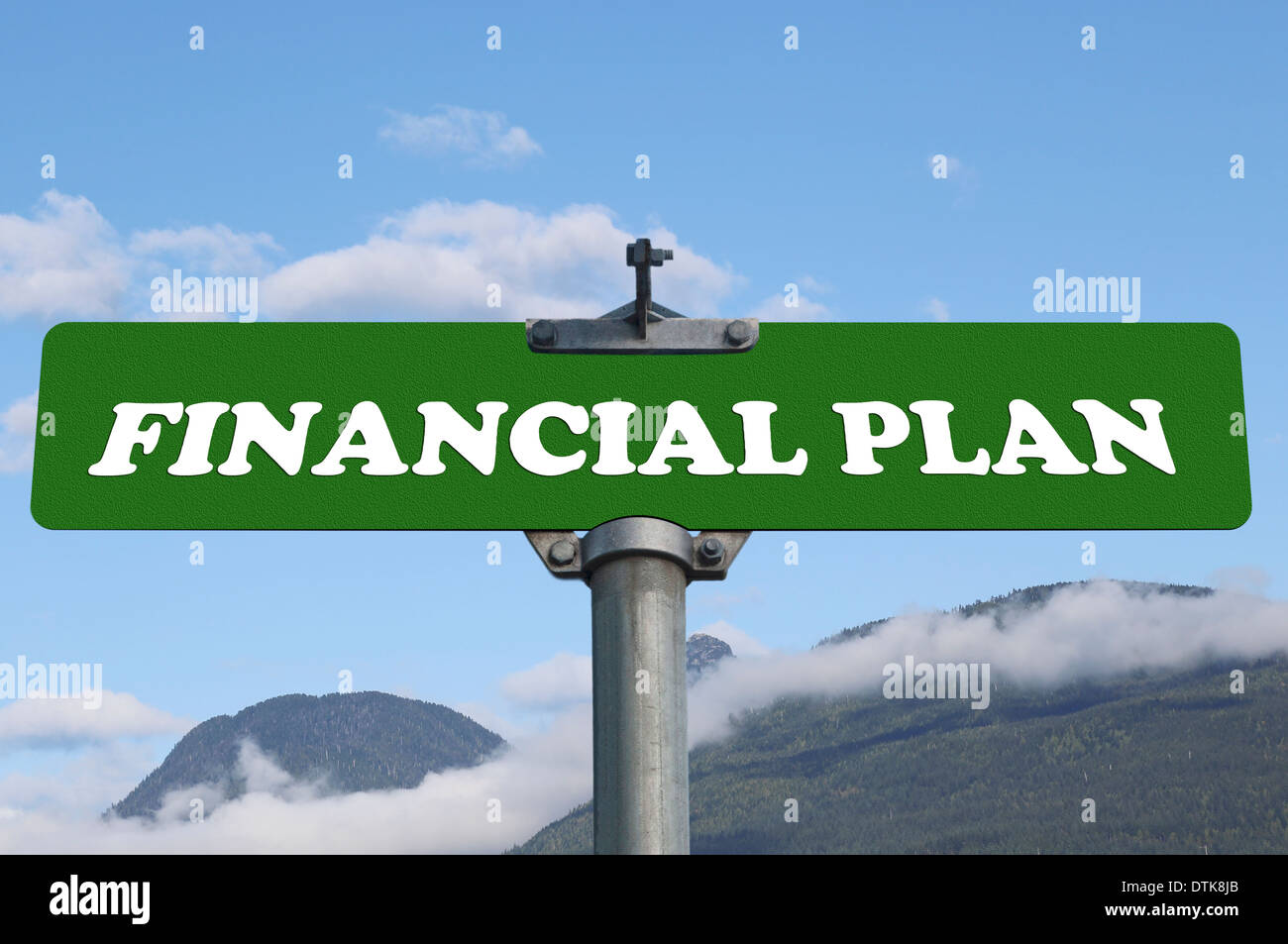 Piano finanziario cartello stradale Foto Stock