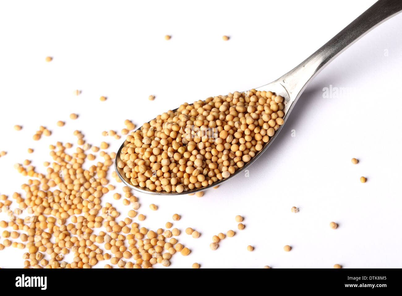 Tutto il seme di senape sul cucchiaio Foto Stock
