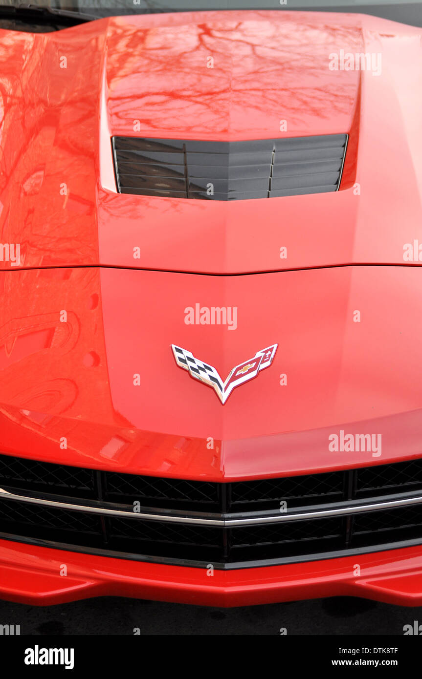 Dettagli della red corvette American Sportscar Foto Stock
