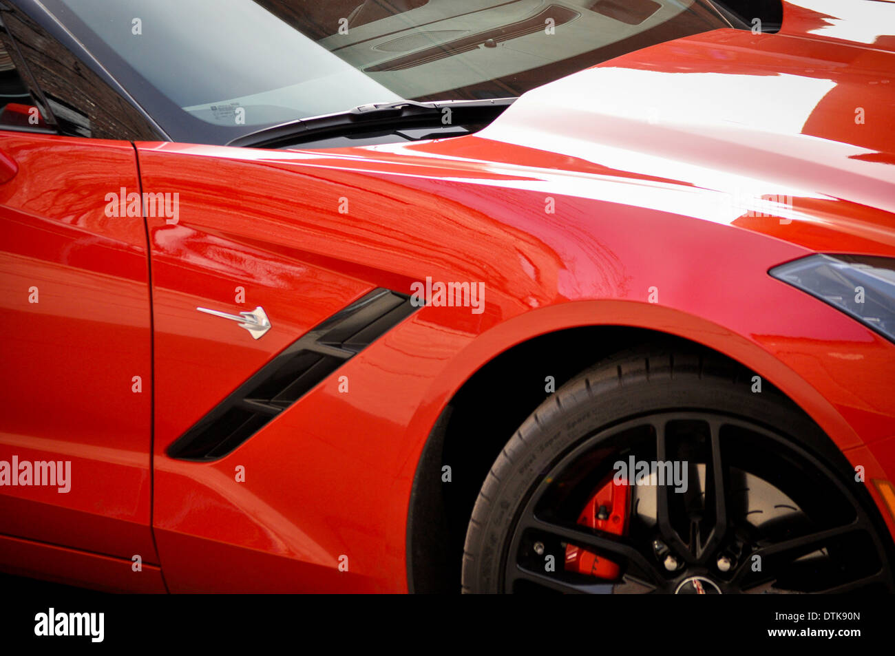 Dettagli della red corvette American Sportscar Foto Stock