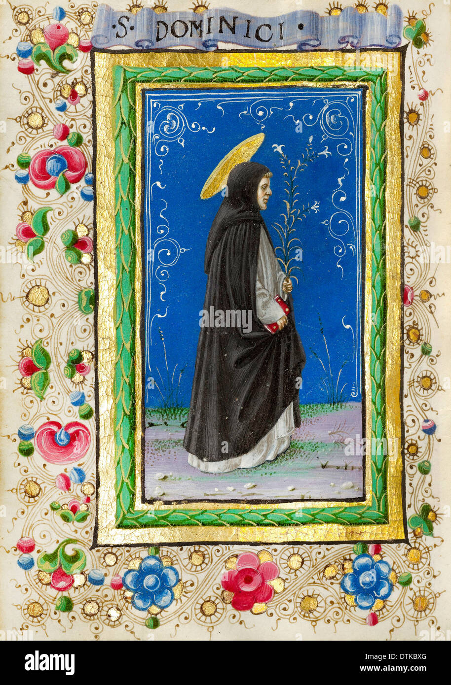 Taddeo Crivelli, San Domenico. Circa 1469. Tempere, vernice dorata, foglia oro e inchiostro su pergamena. Il J.Paul Getty Museum Foto Stock