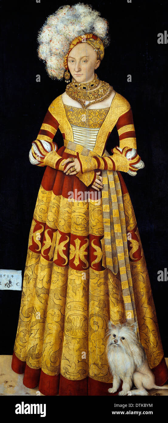 Lucas Cranach il Vecchio, duchessa Katharina von Mecklenburg 1535 olio su tela. Gemaldegalerie di Berlino, Germania. Foto Stock