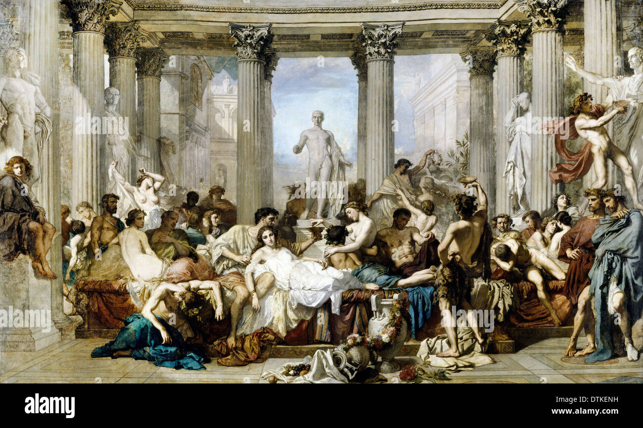 Thomas Couture, Romani durante la decadenza 1847 olio su tela. Musée d'Orsay, Parigi, Francia. Foto Stock