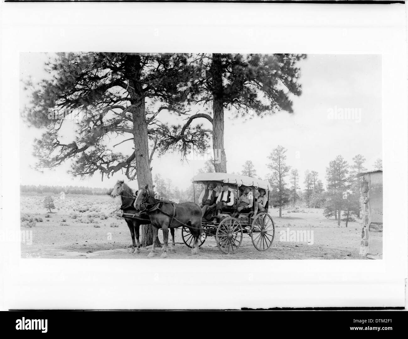 Una diligenza viaggia lungo la strada per Zuni, intorno al 1900, illustrando i trasporti all'inizio del XX secolo nel sud-ovest americano. Foto Stock