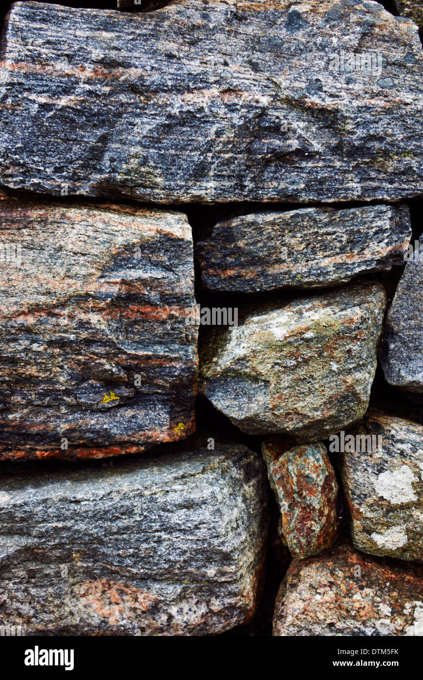Muro di pietra dell'isola di Lewis, Ebridi Esterne, Scozia. Foto Stock