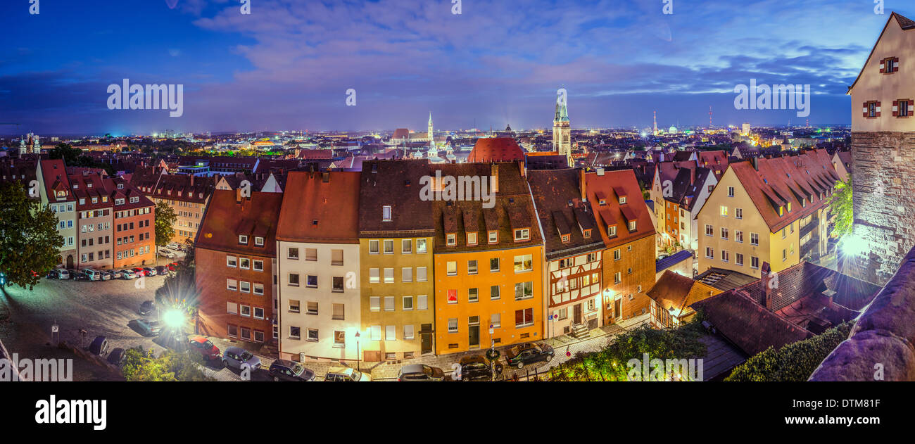 Norimberga, Germania città vecchia panorama. Foto Stock