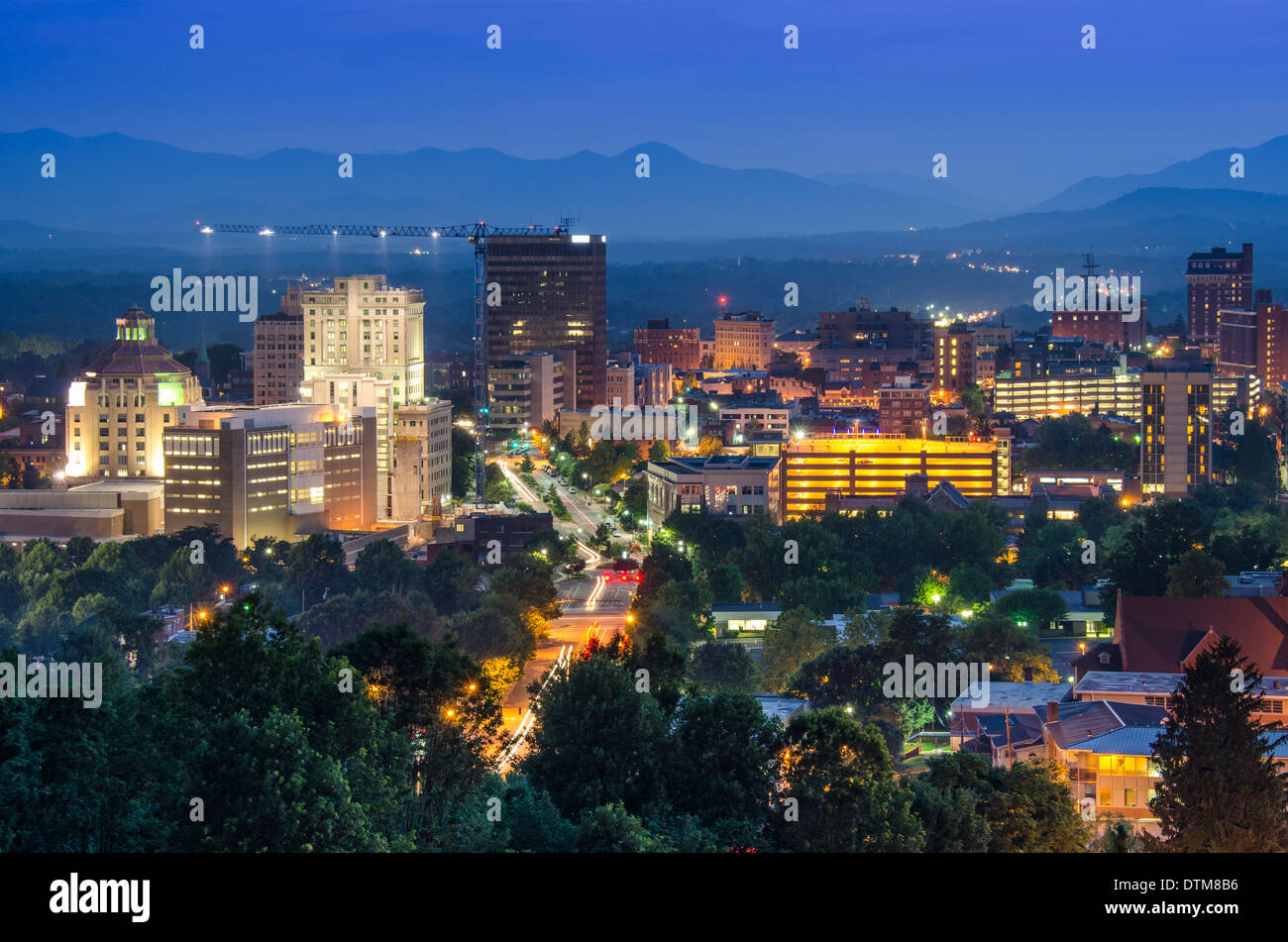 Asheville, North Carolina, Stati Uniti d'America al crepuscolo. Foto Stock