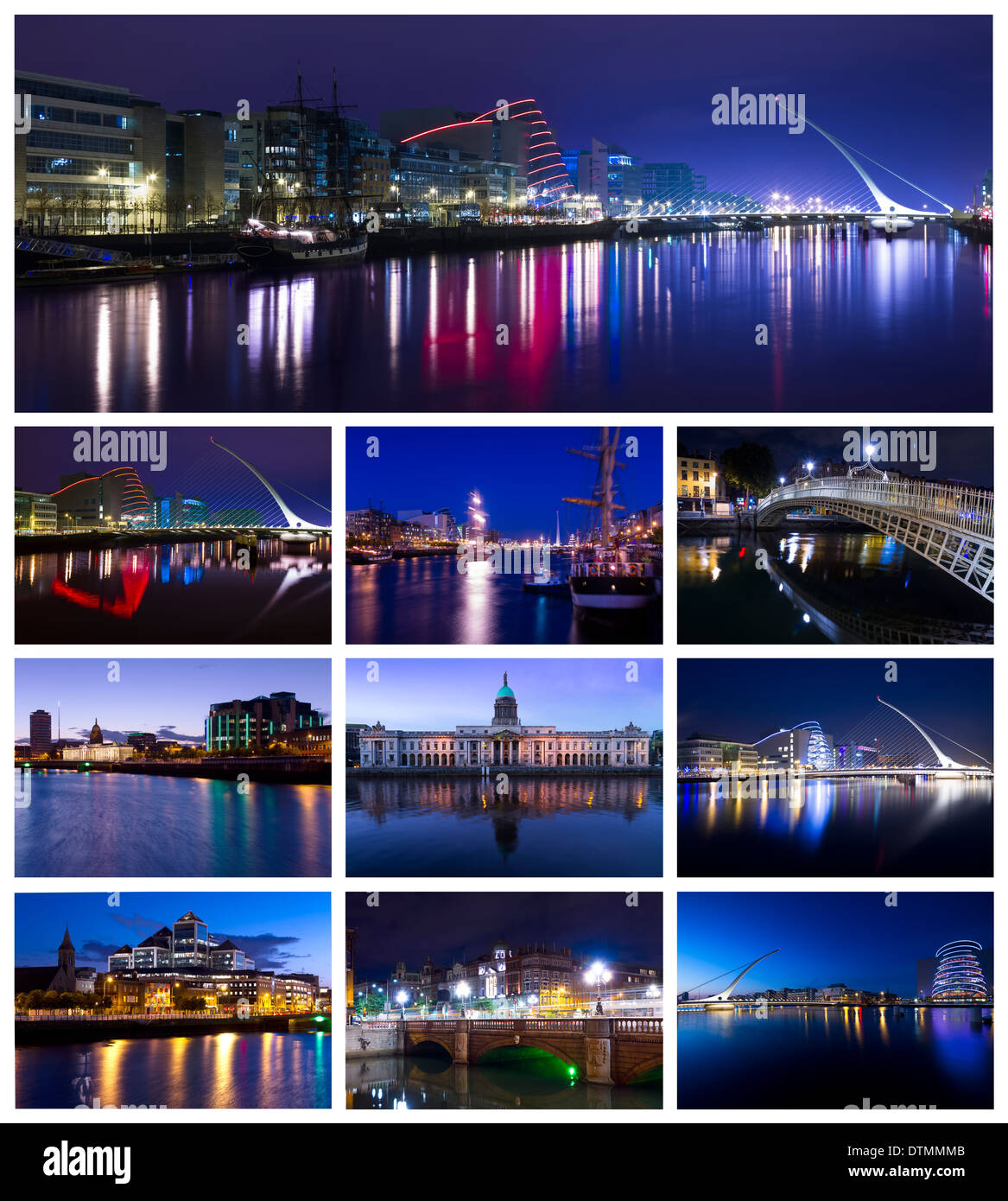 Dublino di notte collage Foto Stock