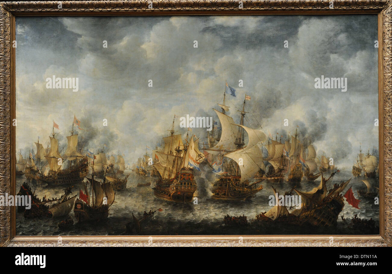 Jan Abrahamsz Beerstraten (1622-1666). Pittore olandese. La battaglia di Terheide, 1653-1666. Rijksmuseum. Amsterdam. Holland. Foto Stock
