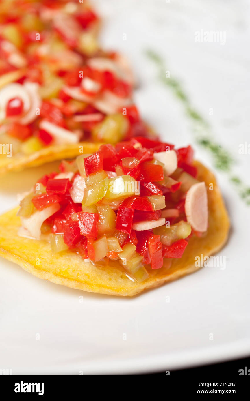 Patate fritte con verdure Foto Stock