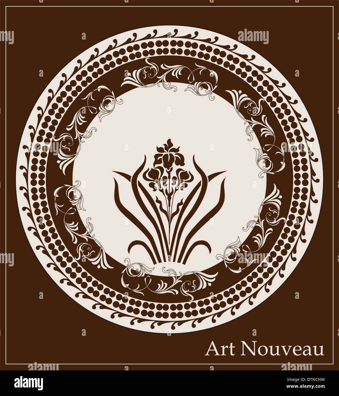 Design in stile liberty con iris fiore Foto Stock