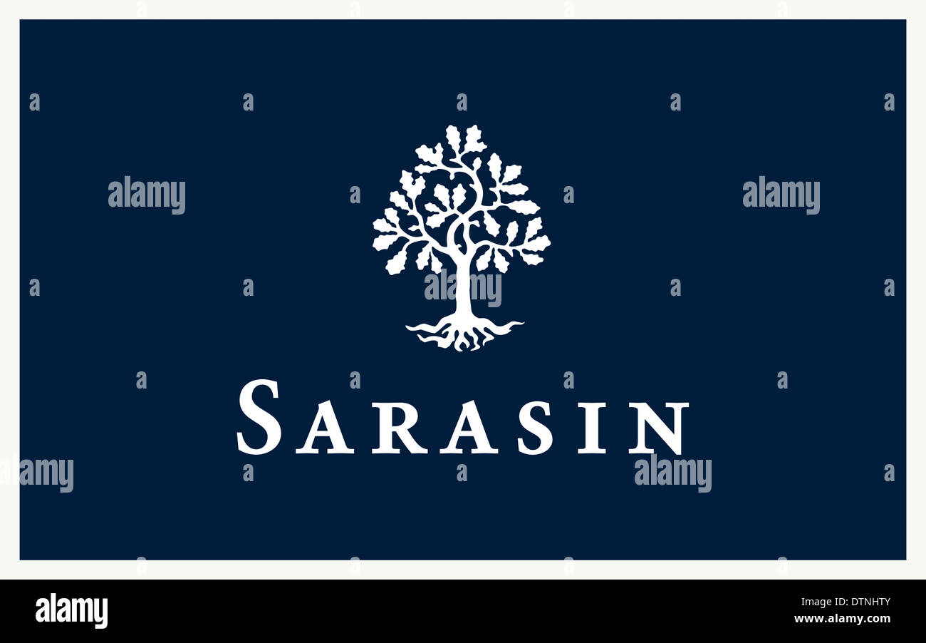 Logo della Swiss private Banca Sarasin basata a Basilea - Banca J. Safra Sarasin AG. Foto Stock