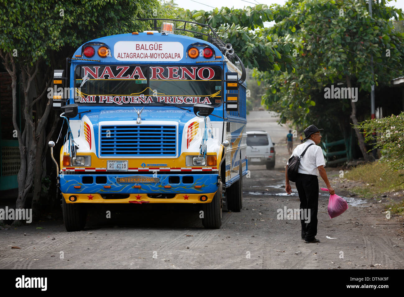 I mezzi di trasporto pubblico bus, Altagracia, Nicaragua Foto Stock