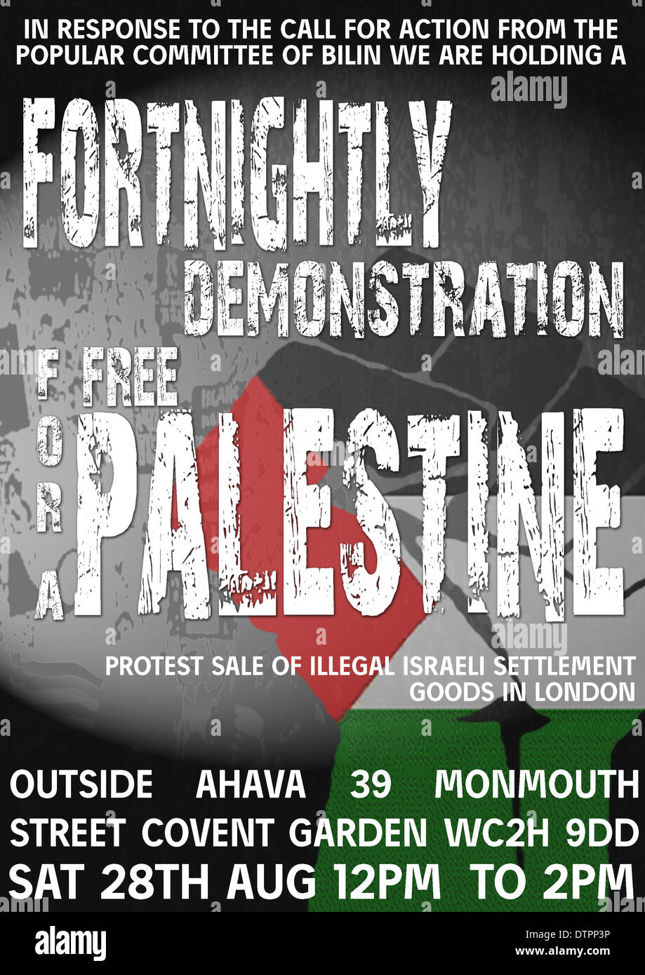 Anti Israele propaganda poster chiamando per la dimostrazione in London REGNO UNITO Foto Stock