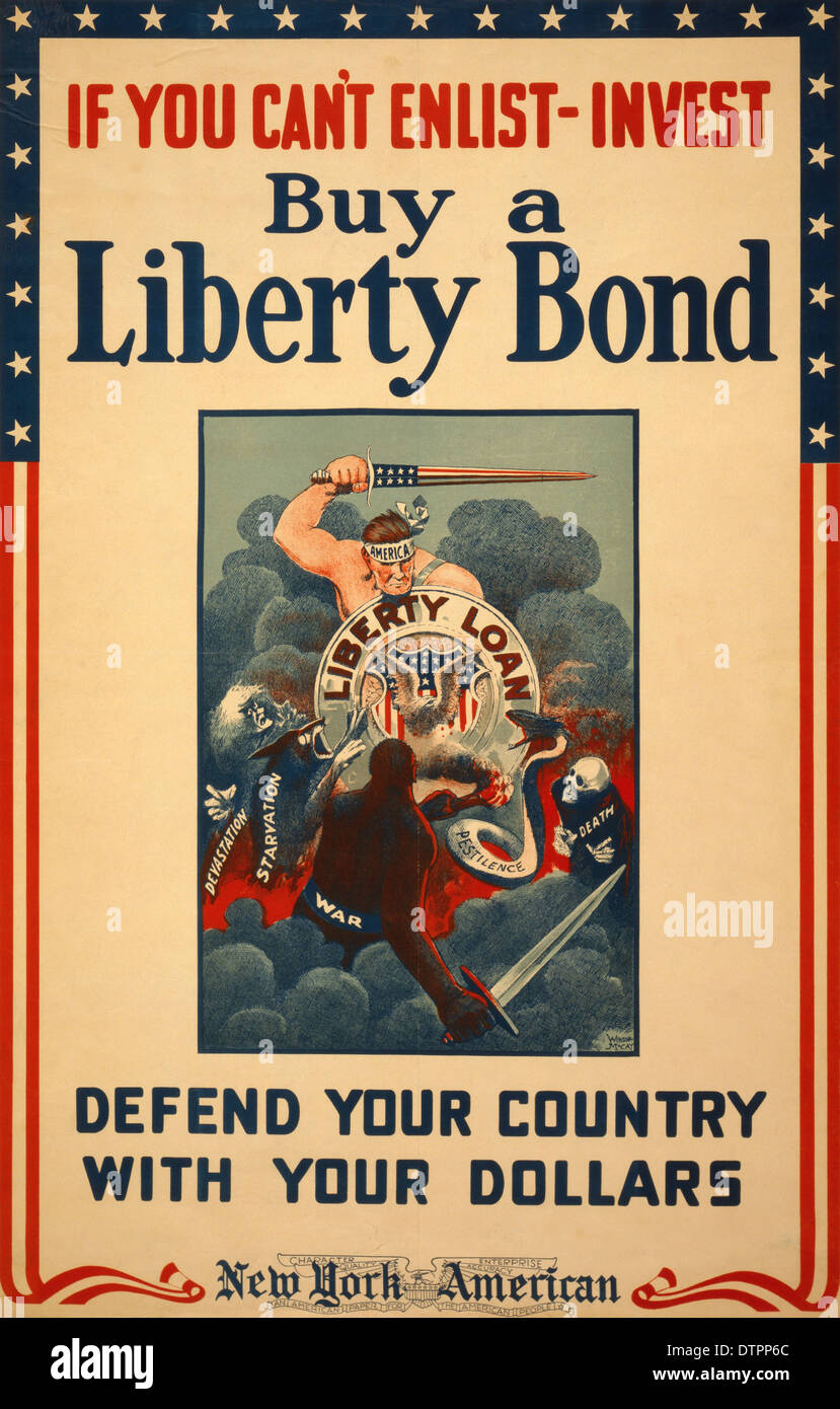 Poster pubblicitario per la seconda guerra mondiale per sollecitare ad acquistare obbligazioni Liberty Foto Stock