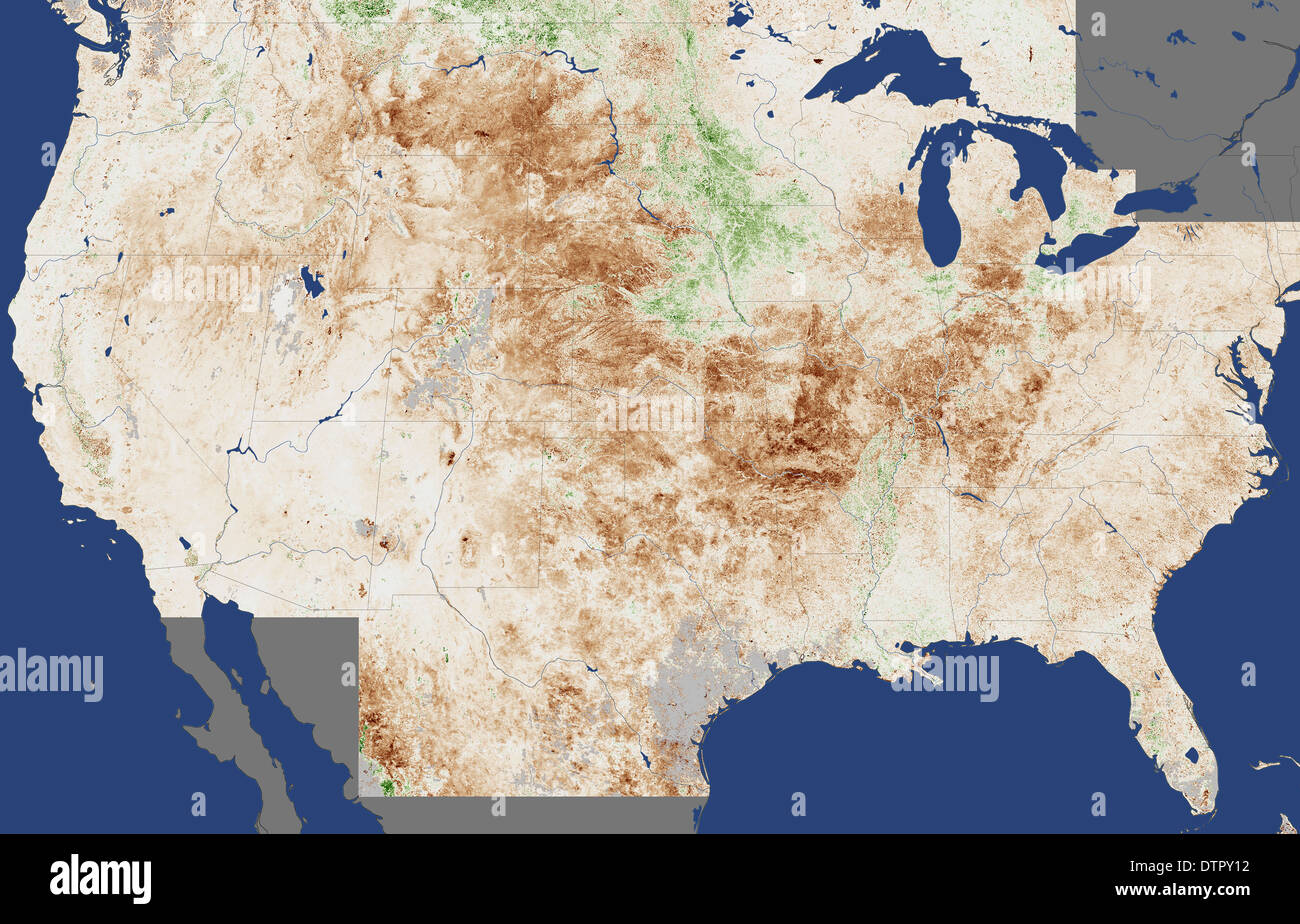 Una siccità mappa fatta dalla NASA che mostra una grave siccità in corso. Foto Stock