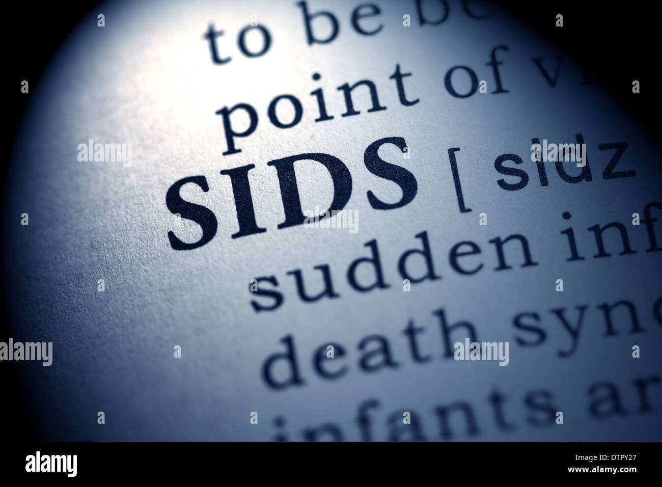 Fake Dizionario, definizione del dizionario della parola SID. La sindrome di morte infantile improvvisa Foto Stock