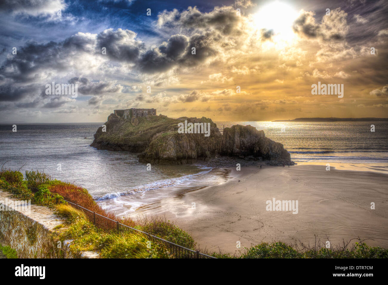 St Catherines Isola Tenby Galles in colorate HDR Foto Stock