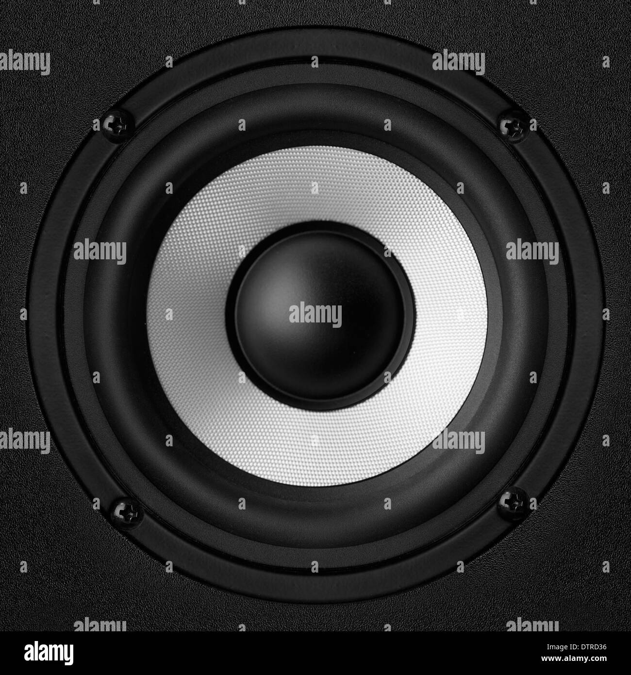 Altoparlante nera con una membrana metallica Foto Stock