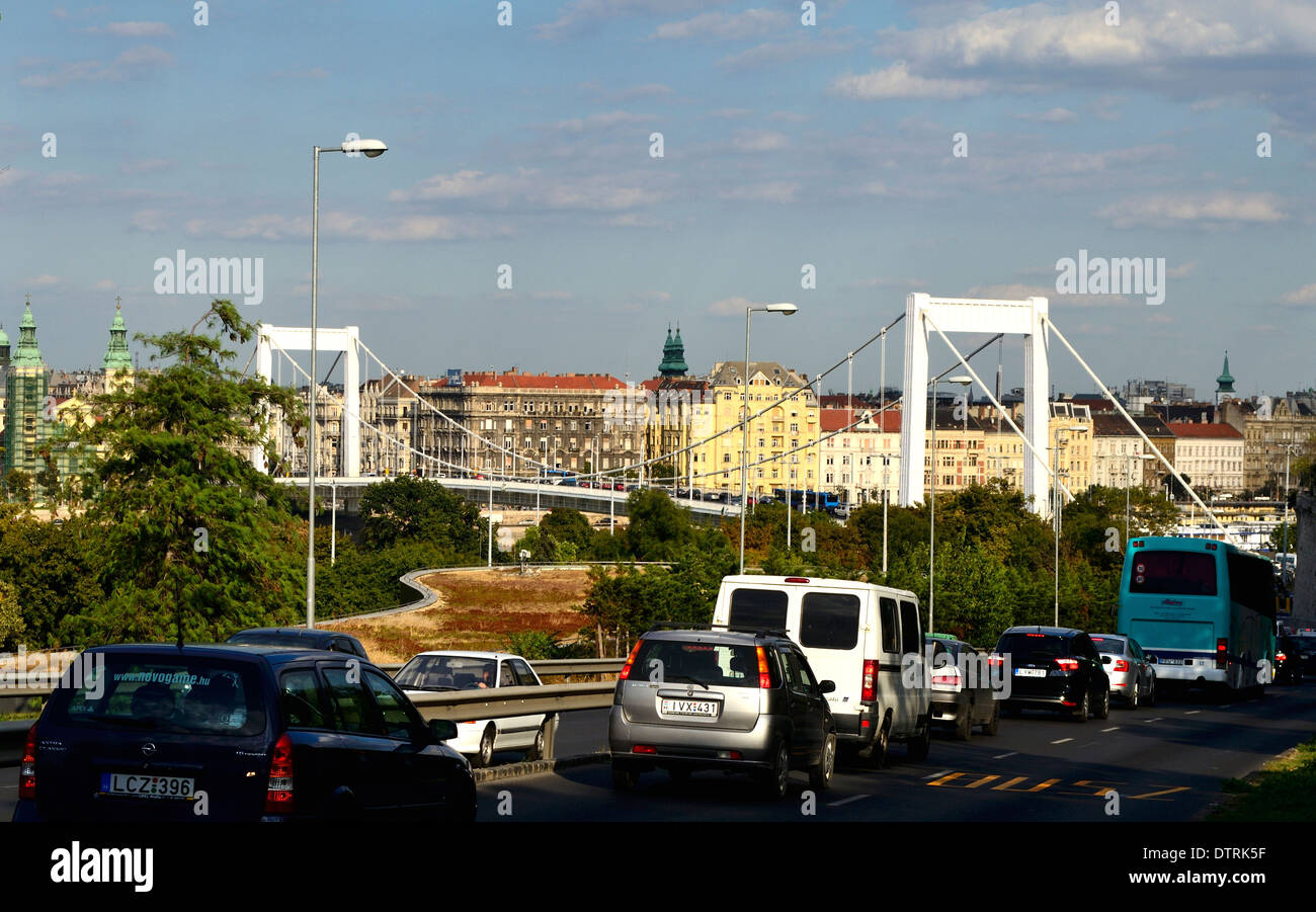 Ungheria Budapest ponte Elisabetta (Erzsébet hid) vista dal lato di Buda Foto Stock