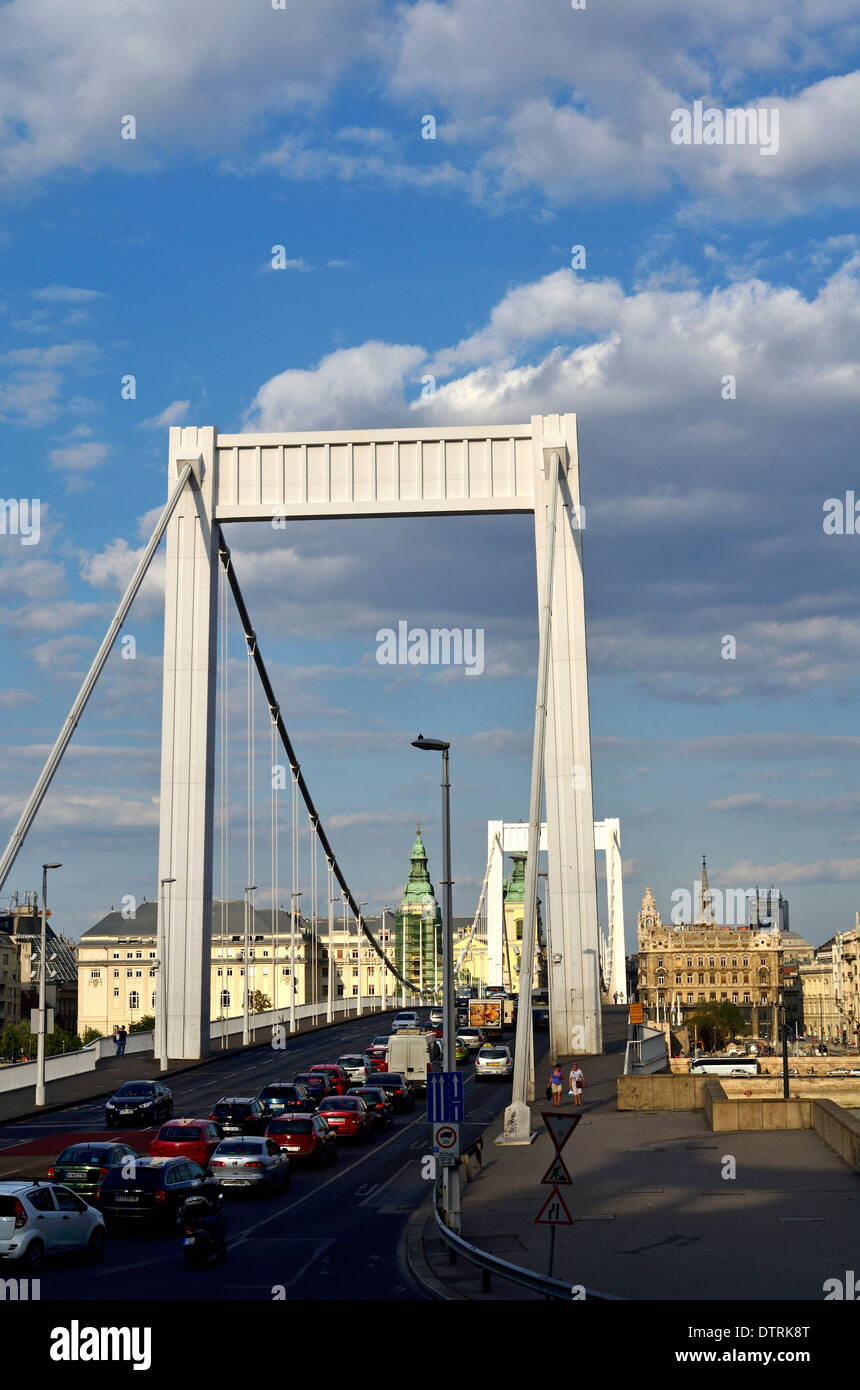 Ungheria Budapest ponte Elisabetta (Erzsébet hid) vista dal lato di Buda Foto Stock