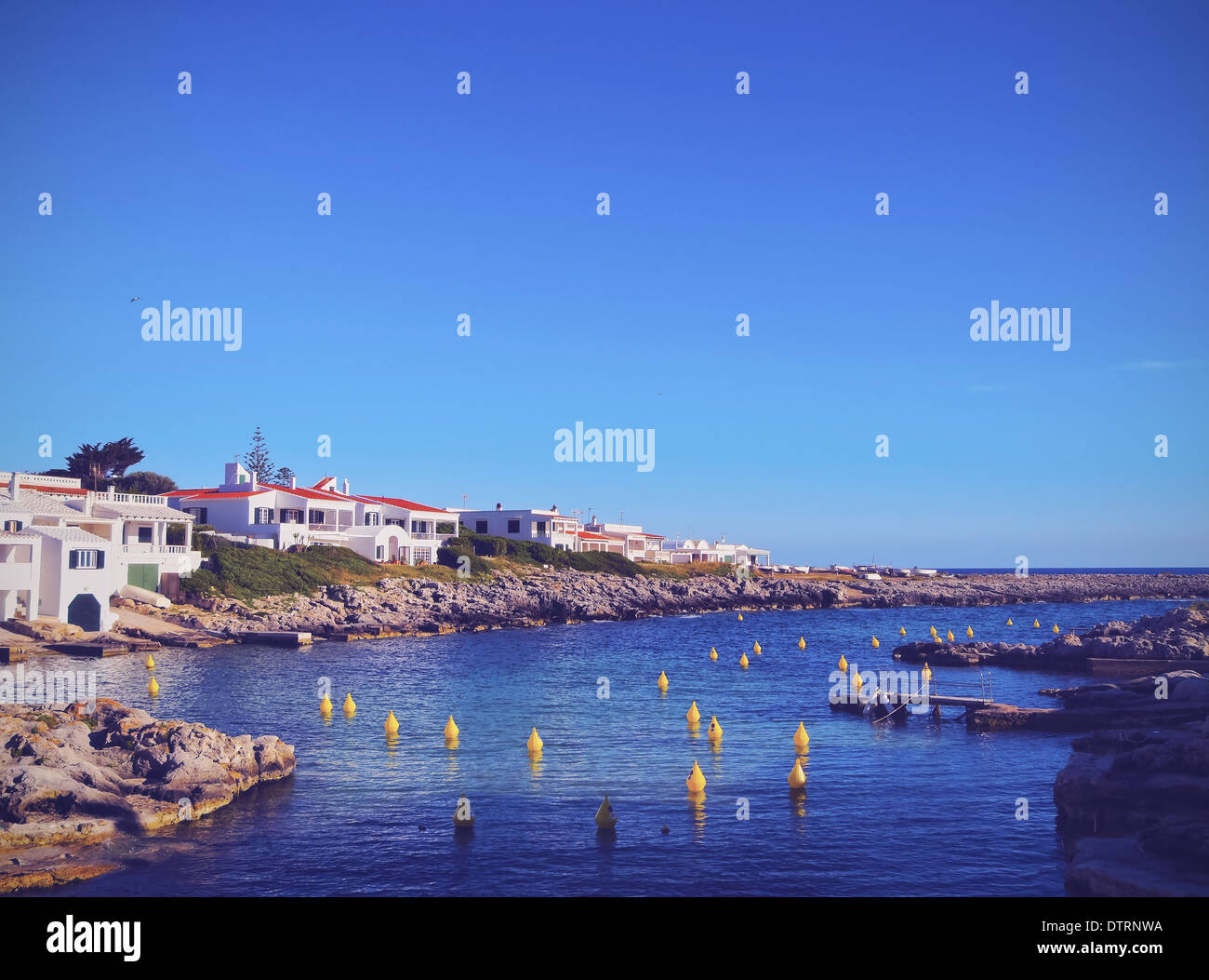 Boe di colore giallo sulla costa meridionale a Minorca, Isole Baleari, Spagna Foto Stock
