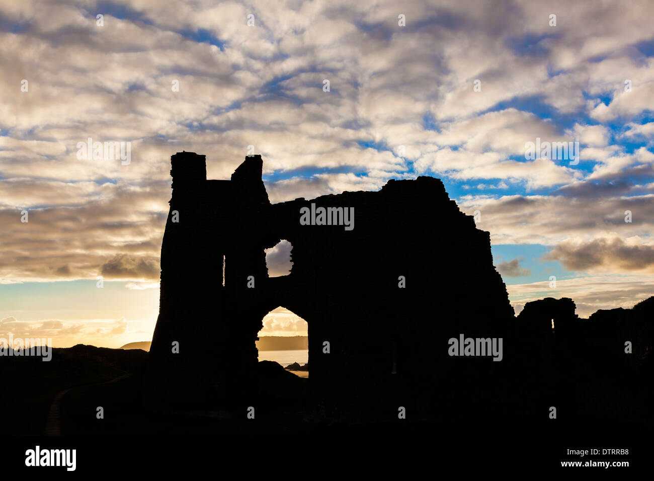 Il castello di Pennard, Three Cliffs Bay, Gower, Wales, Regno Unito Foto Stock