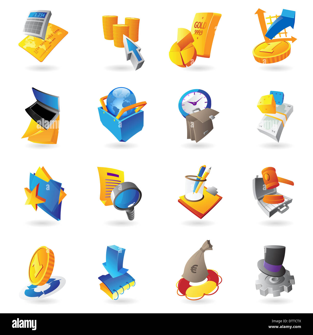 Icone per affari e finanza. Foto Stock