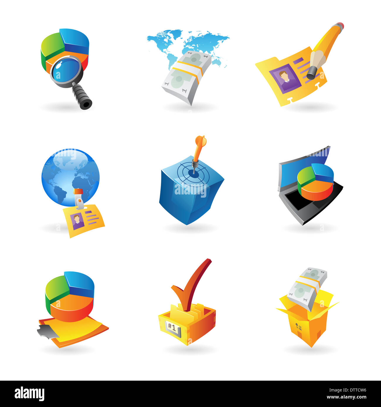 Icone per affari e finanza. Foto Stock