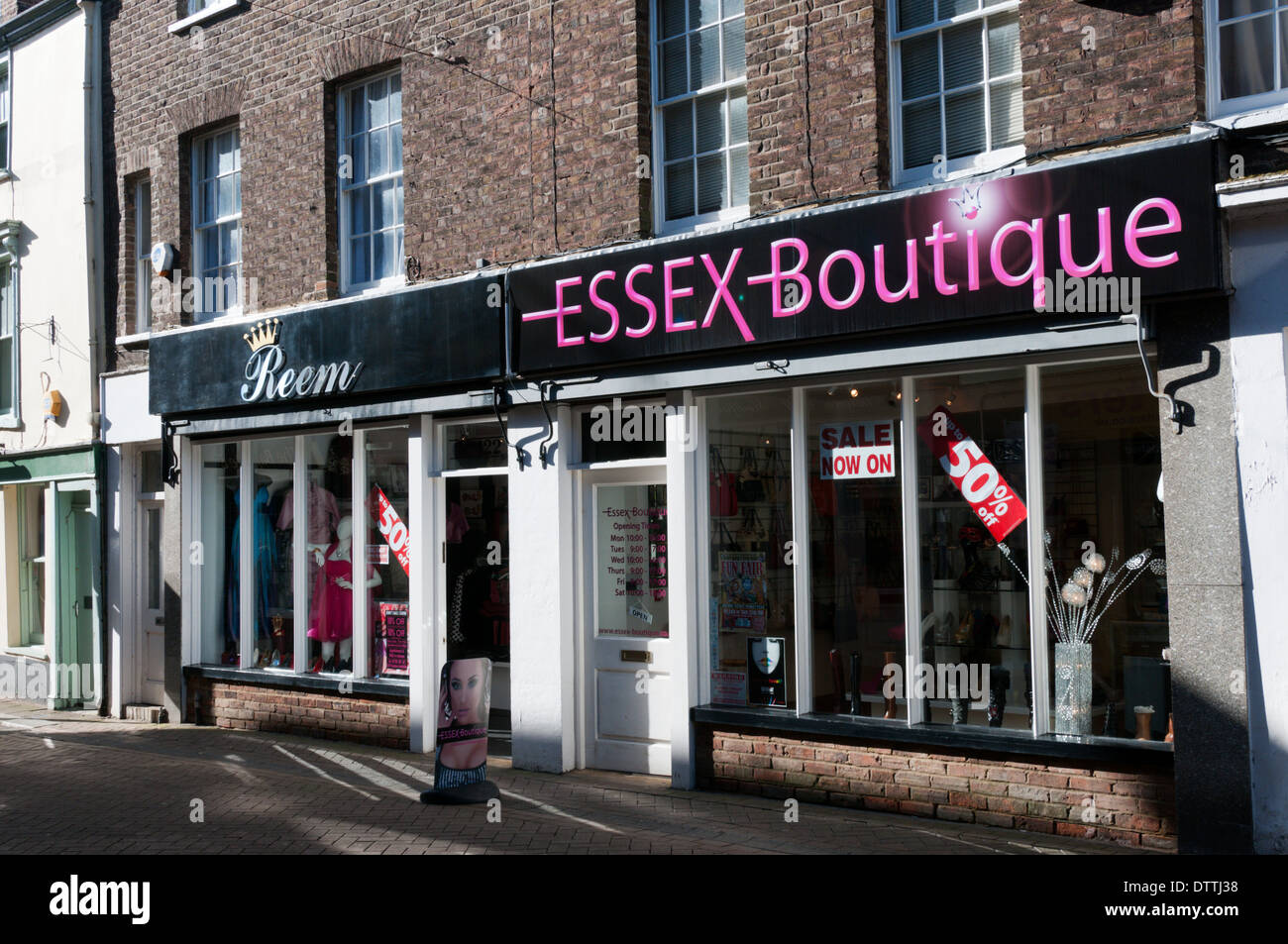 Essex Boutique e Reem negozi di King's Lynn High Street. Foto Stock