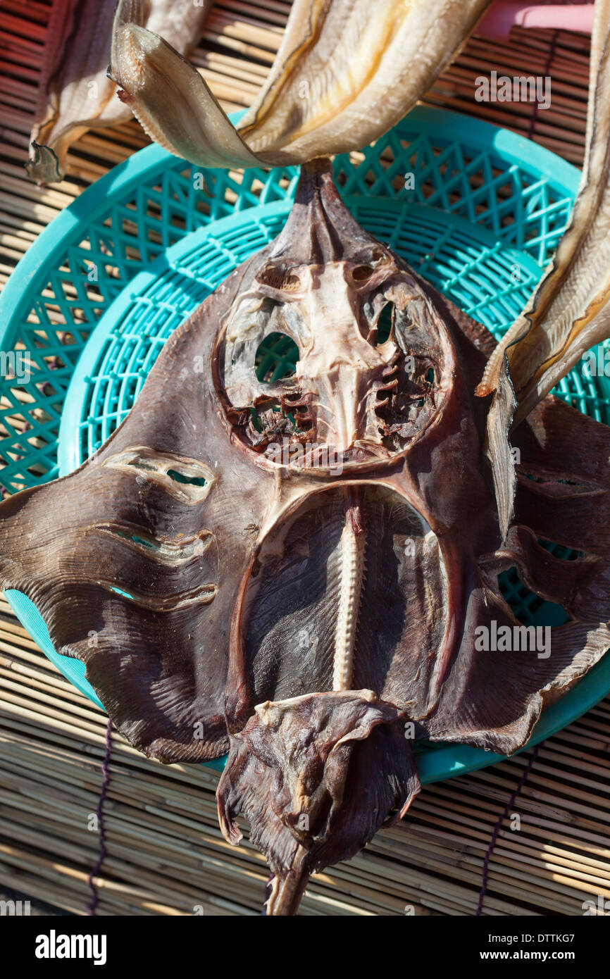 Essiccato Ray Pesci in vendita presso Jagalchi Seafood Market Busan Corea del Sud Foto Stock