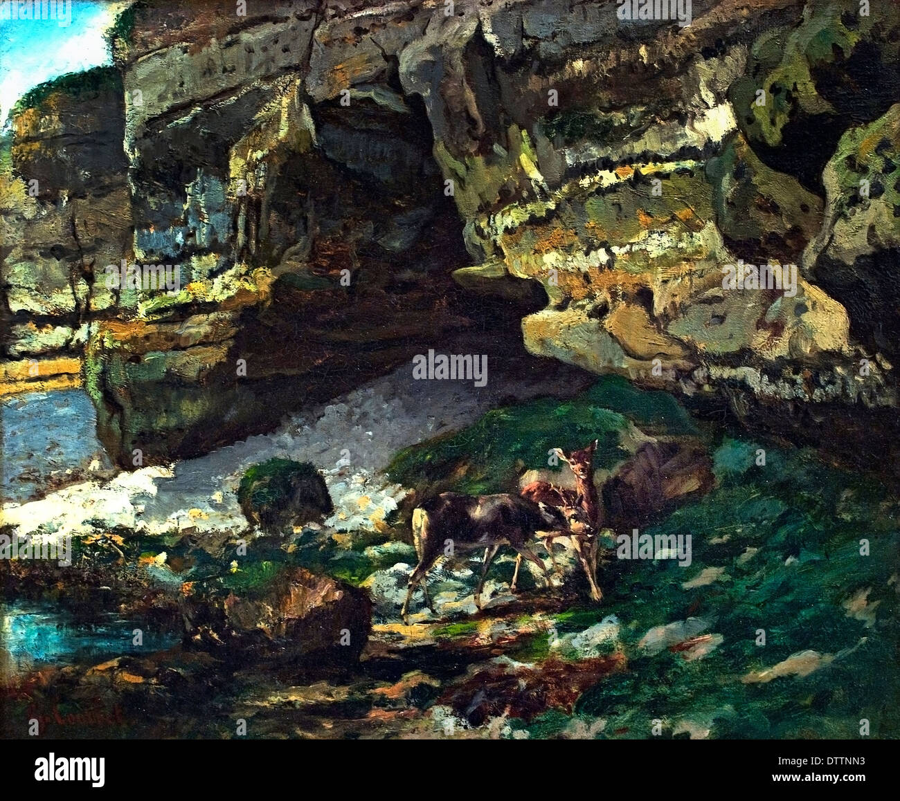 Paesaggio roccioso con i cervi 1860 Gustave Courbet 1819-1877 Francia - Francese Foto Stock
