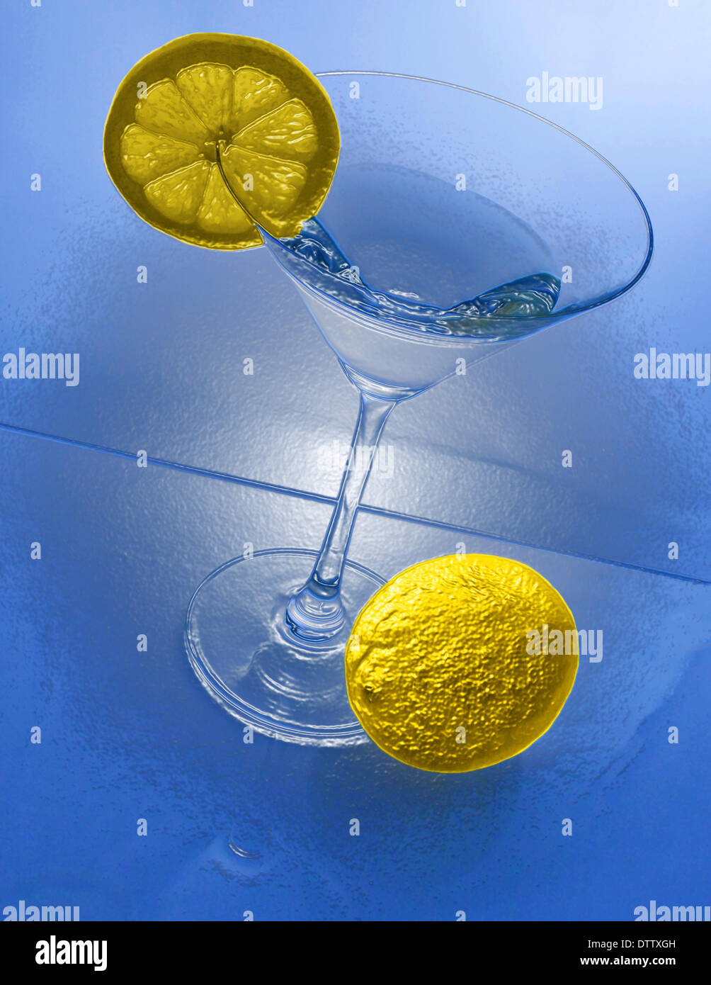 Pittura blu di una bevanda Foto Stock