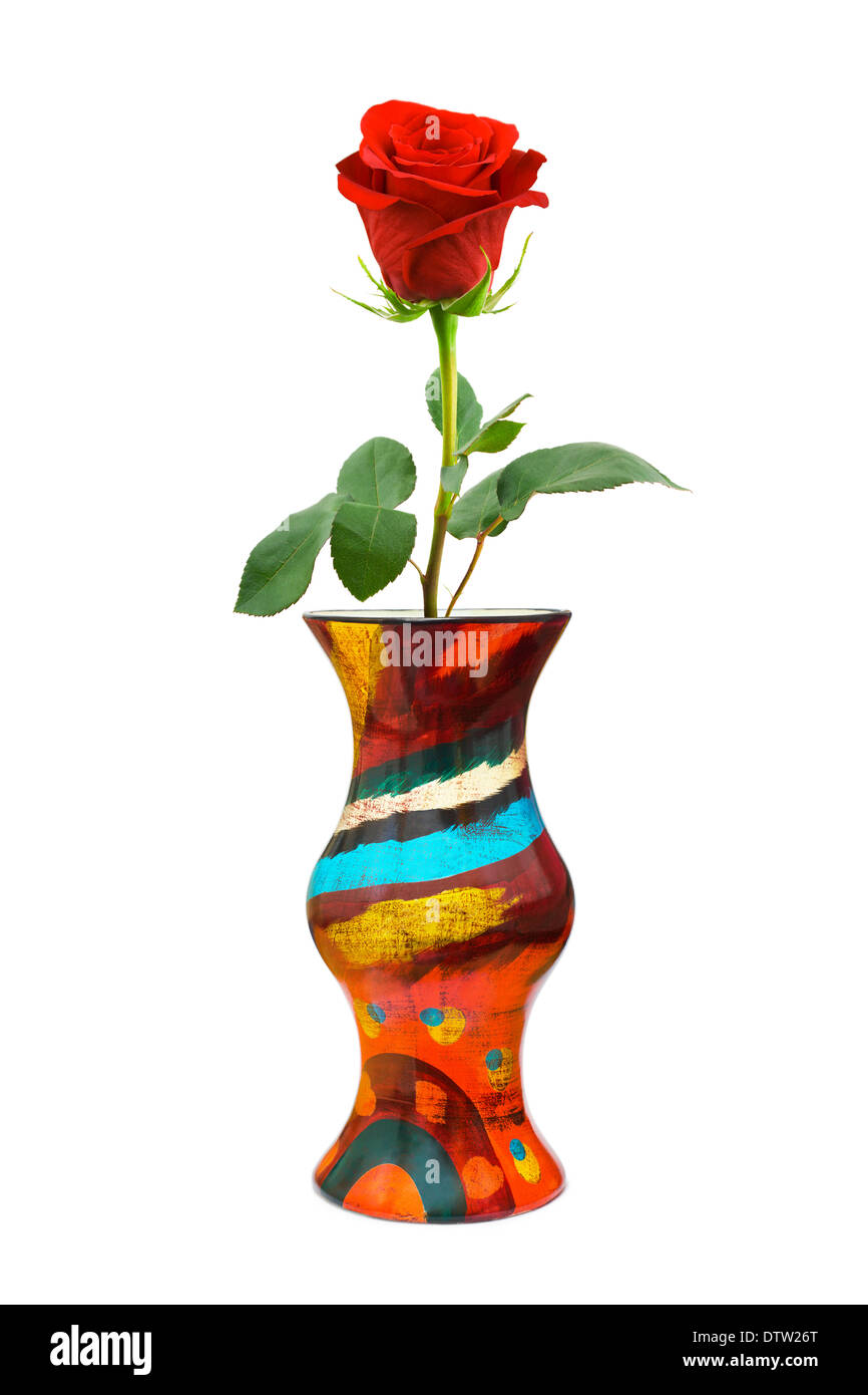 Red Rose in vaso Foto Stock