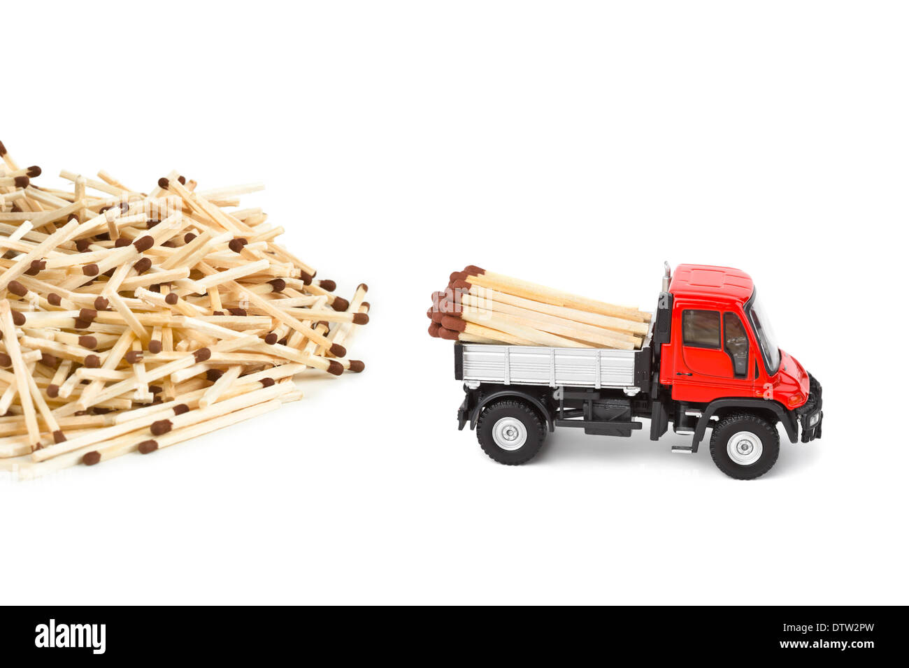 Giocattolo auto carrello con match Foto Stock