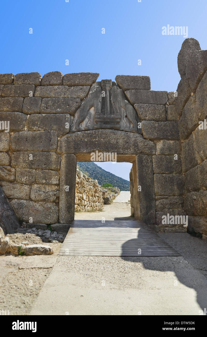 Lion Gate a Micene, Grecia Foto Stock