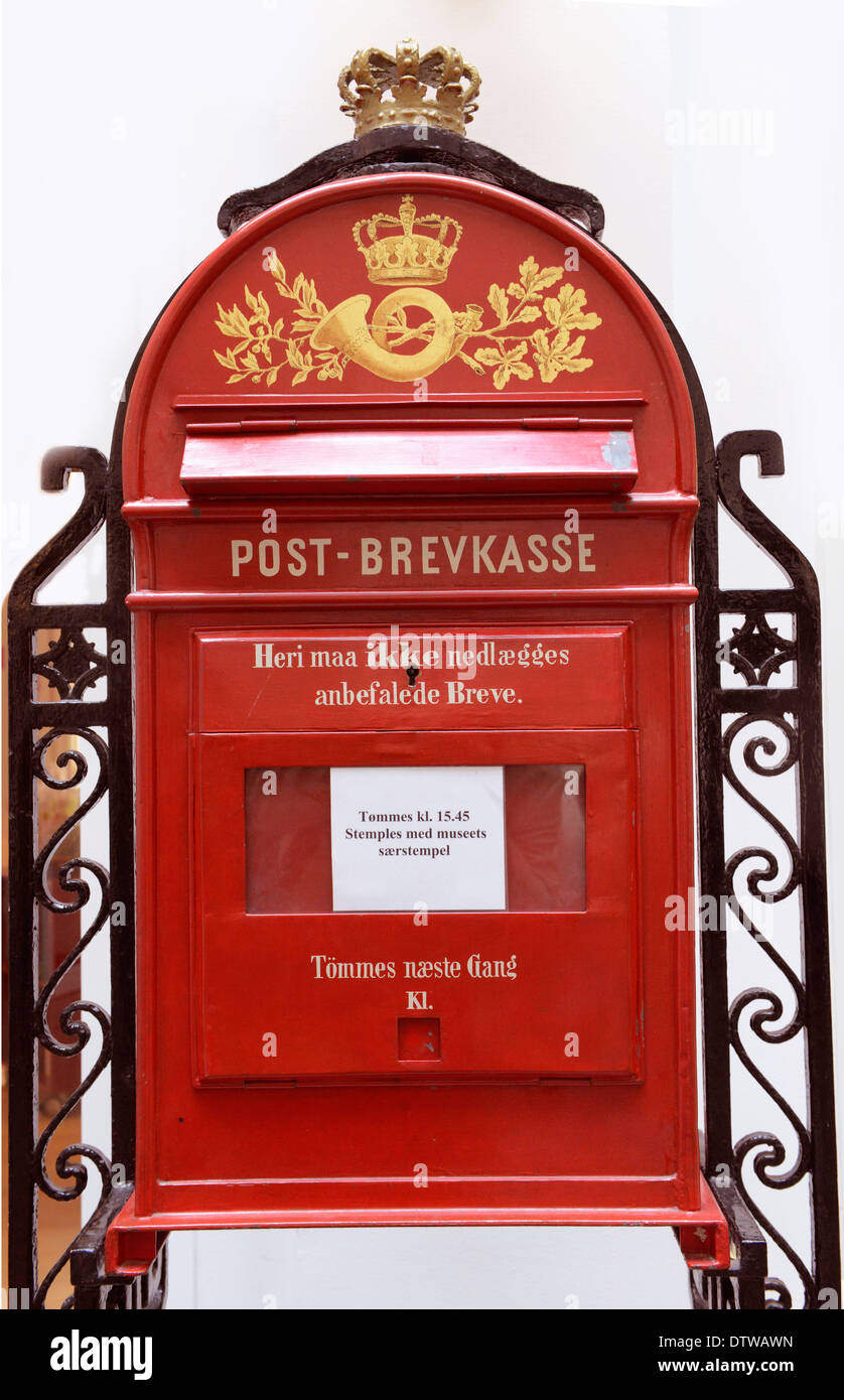 Vintage danese di casella postale. Foto scattata nella Royal Danish Post museo. Copenhagen, Danimarca. Foto Stock