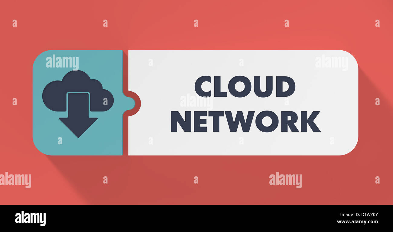 Il Cloud un concetto di rete nel design piatto con lunghe ombre. Foto Stock