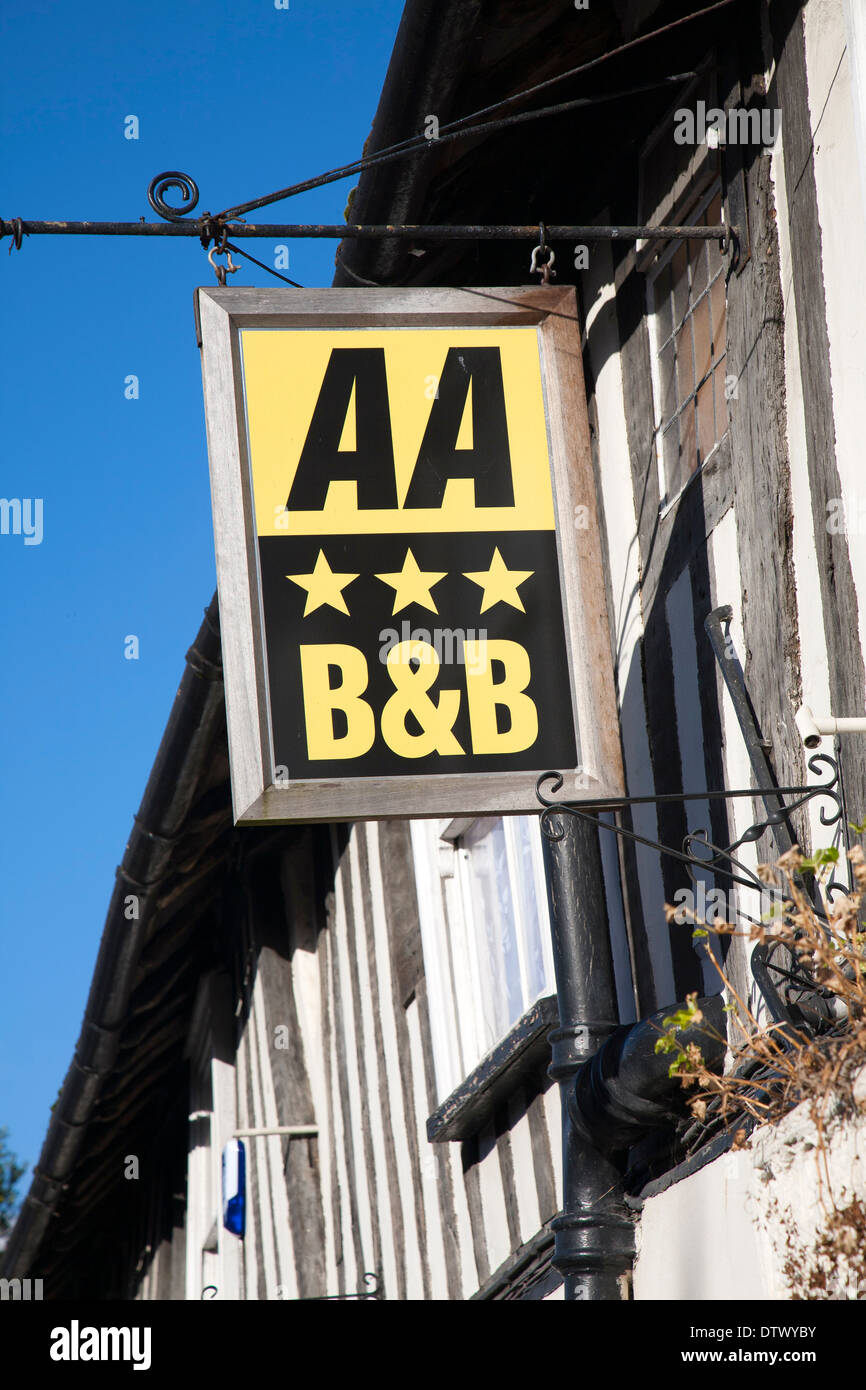Tre stelle AA segno per hotel bed and breakfast alloggio, Dedham, Essex, Inghilterra Foto Stock