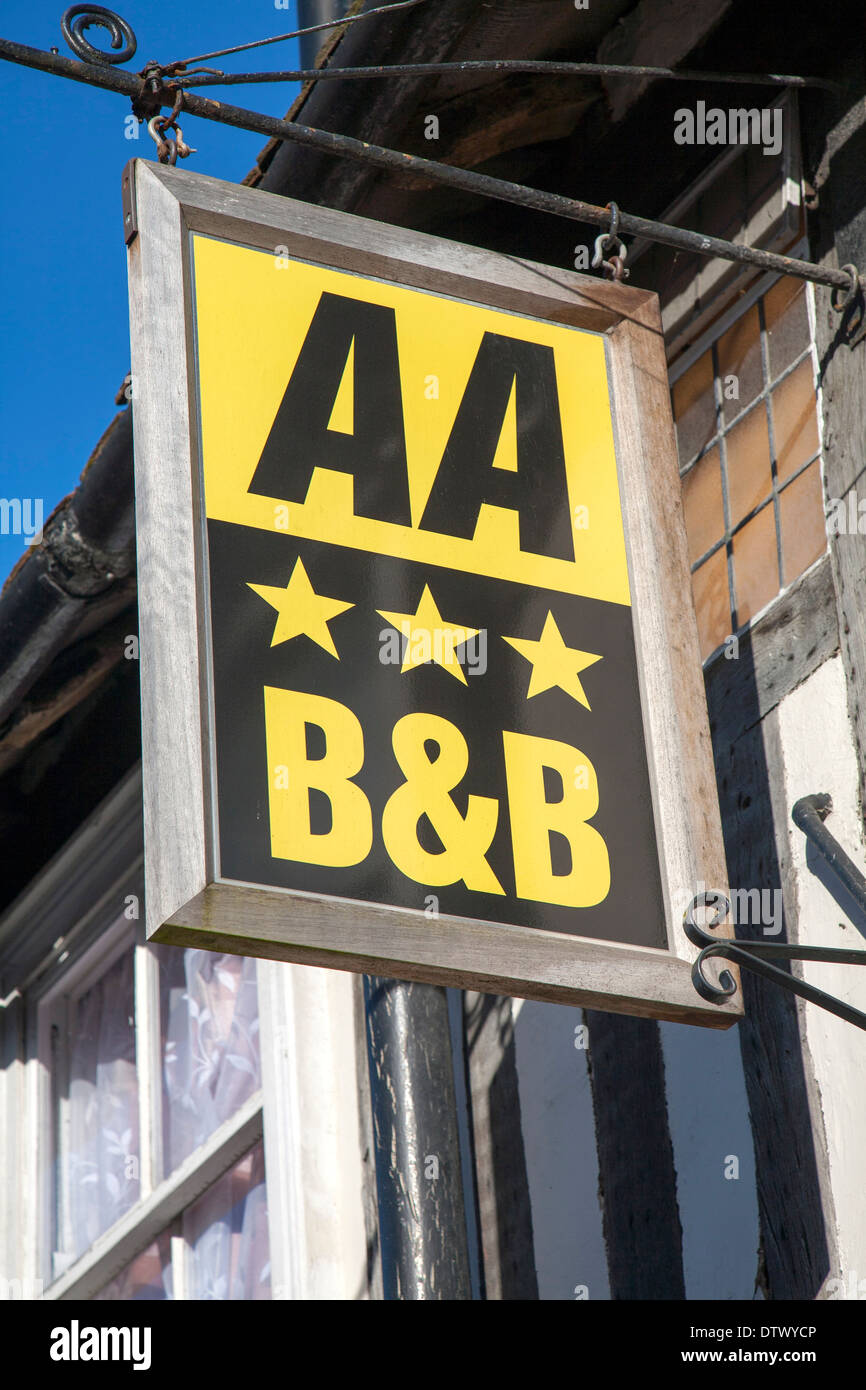Tre stelle AA segno per hotel bed and breakfast alloggio, Dedham, Essex, Inghilterra Foto Stock