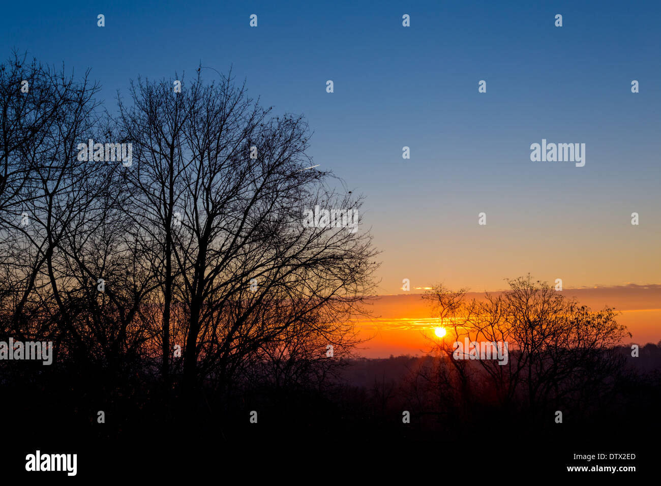 Inverno Sunrise su Lancaster, PA Foto Stock