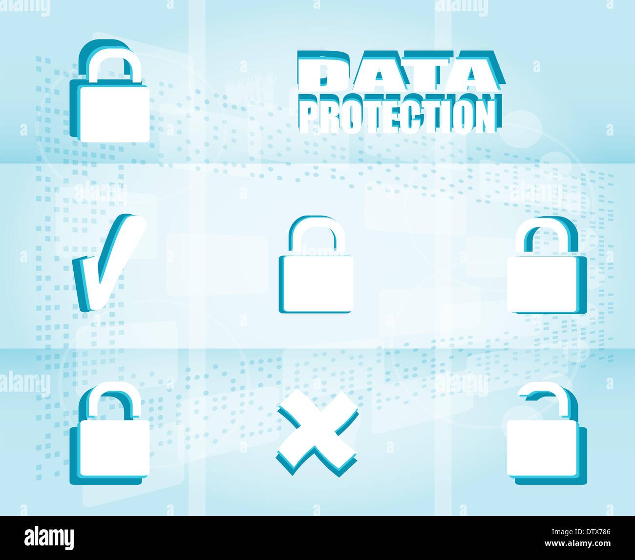 Concetto di sicurezza: bloccaggio sul display digitale Foto Stock